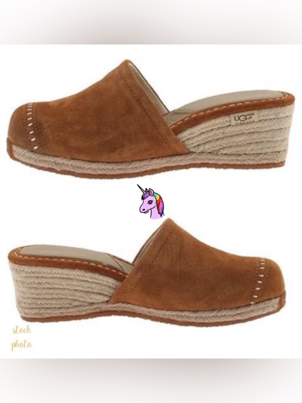 UGG Cognac Suede Espadrille Mules
